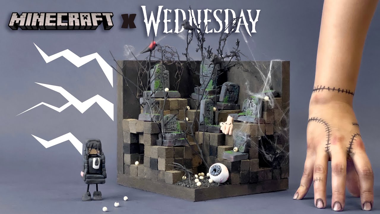 Building Scenes from Wednesday Addams Season 2 in Minecraft Style IRL