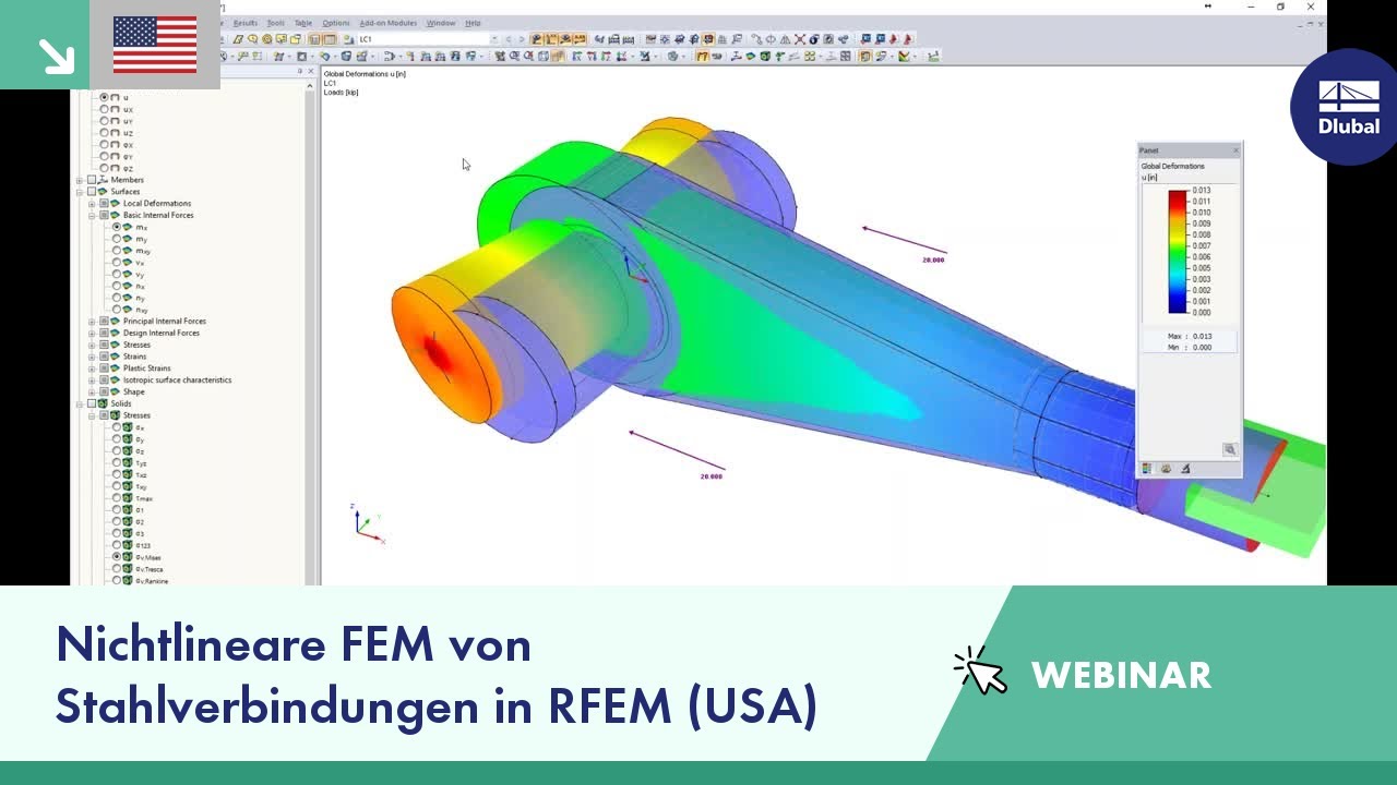 [EN] Webinar: Nichtlineare FEM von Stahlverbindungen in RFEM (USA)