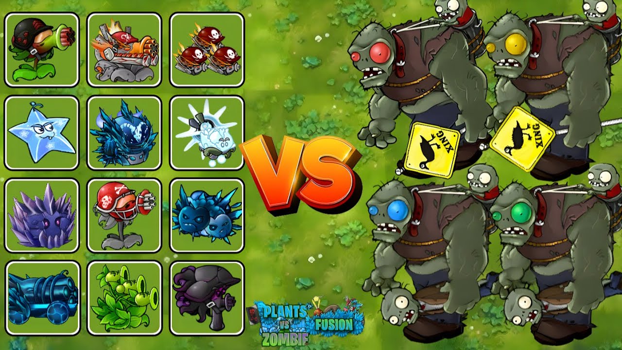 Colored Eye Gargantuar VS X10 Fusion Plants - PvZ Fusion 3.3.1