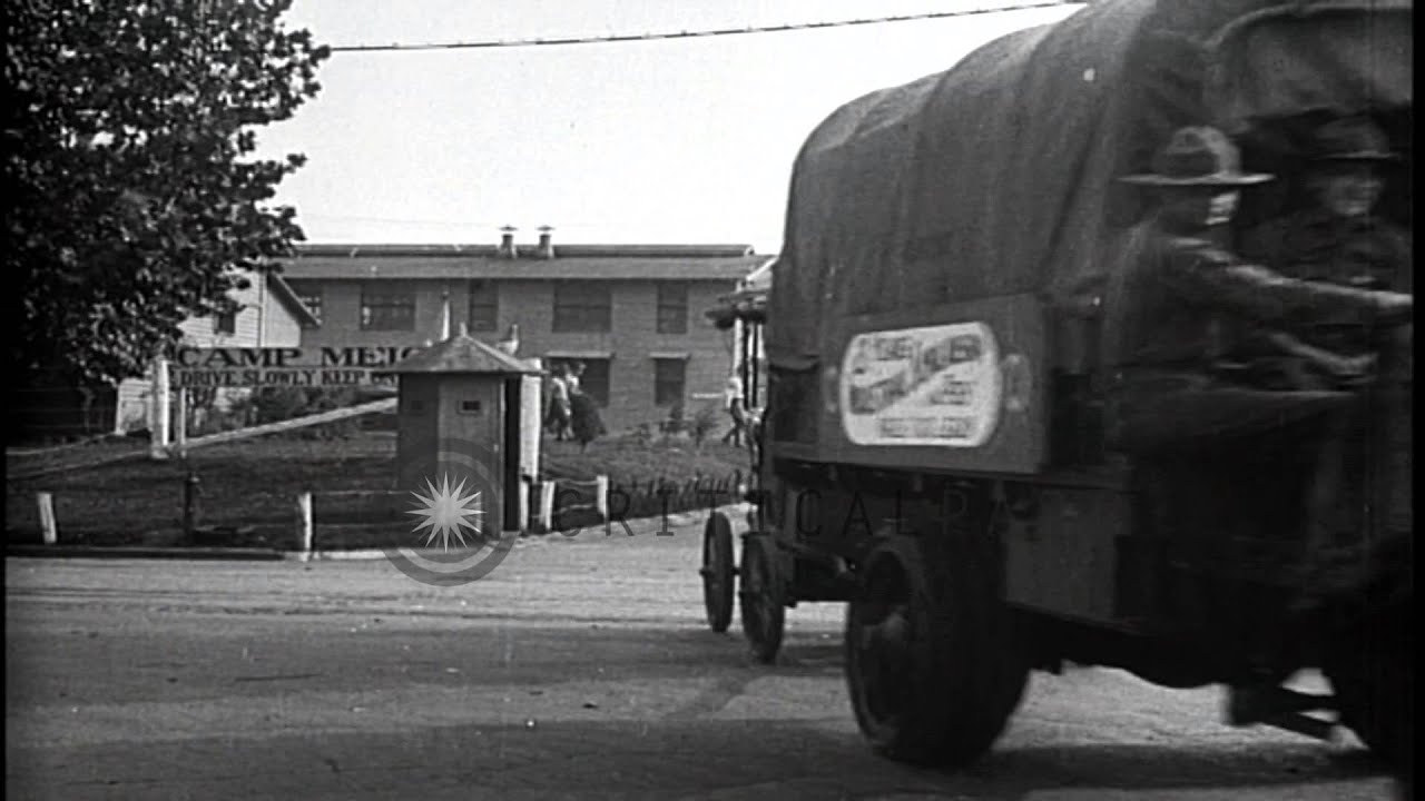 American Army personnel leave Camp Meigs in Maryland for transcontinental trip HD Stock Footage