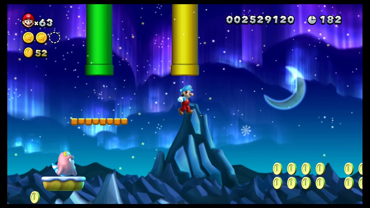 New Super Mario Bros. U Deluxe - Eiswürfeleisfälle-Walross Kahlross-Karambolage