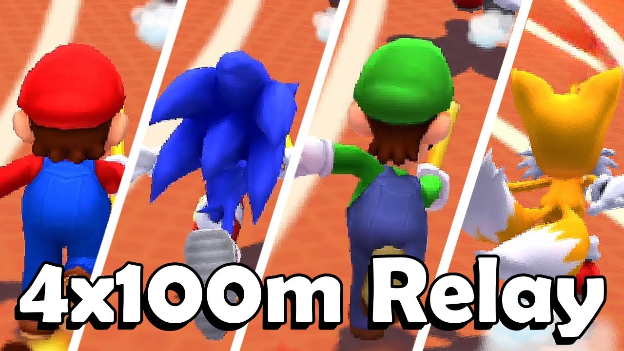 Mario & Sonic at the London 2012 Olympic Games [3DS] - 4x100m Relay (All Characters)
