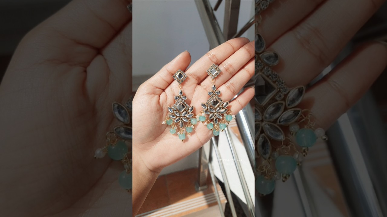 Unique kundan stones earrings 😍#diy #diyjewellerymaking #shorts #shortsfeed #trendingshorts