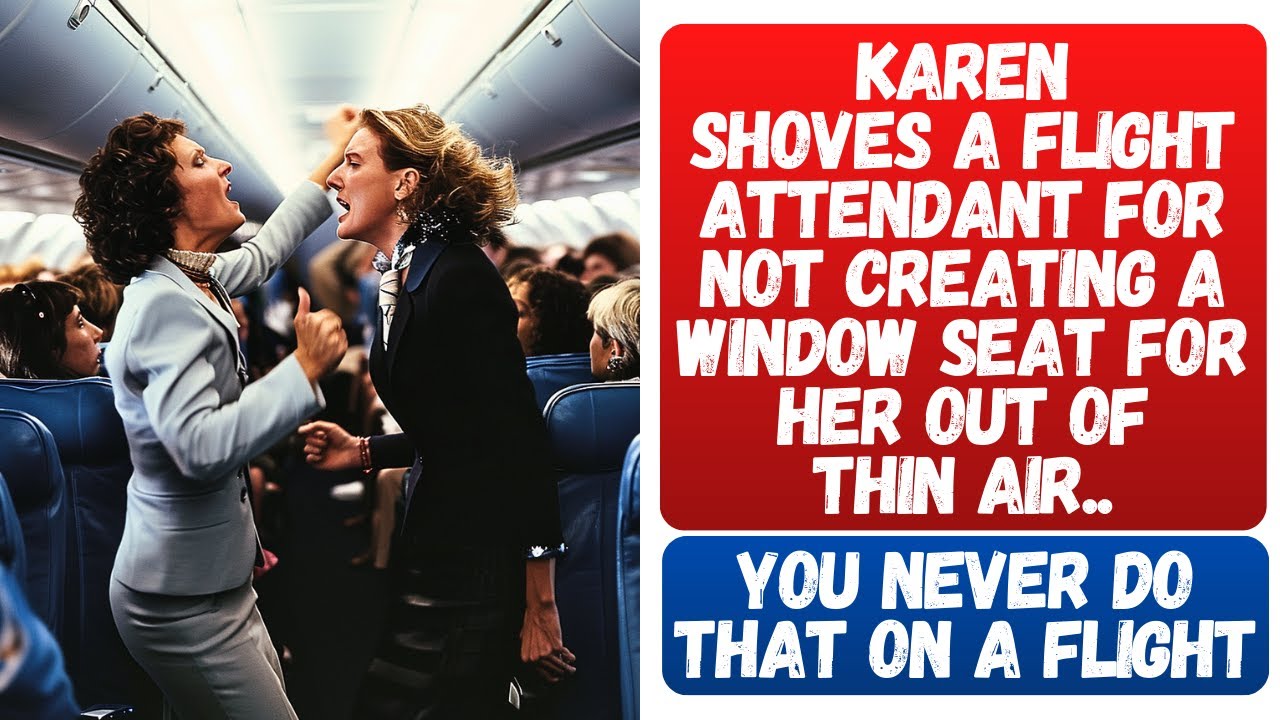Karen Shoves A Flight Attendant For Not Getting Her A Window Seat Like She Deserves.. That's A No No