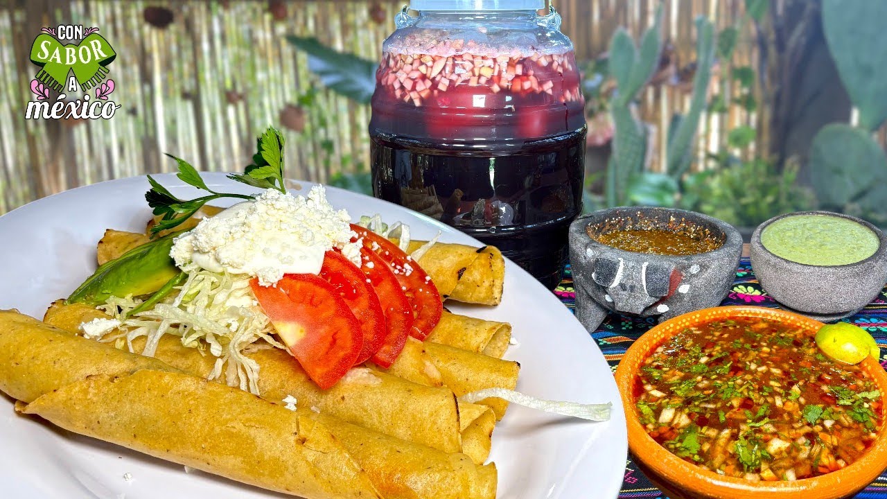 FLAUTAS DE BARBACOA DE RES Y CONSOMÉ INIGUALABLES + AGUA DE JAMAICA Y MANZANA ¡RECETA PASO A PASO!