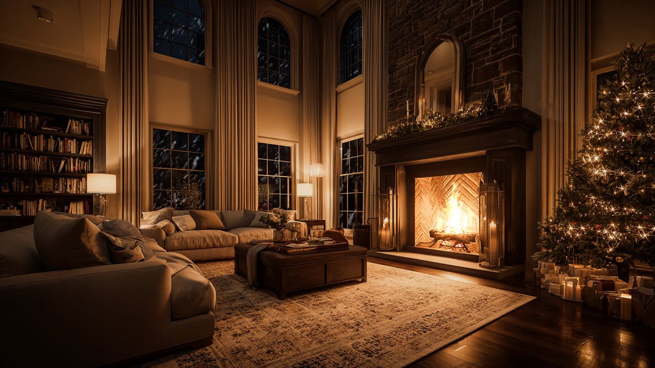 Soft Firelight and Snowfall ❄️ A Gentle Winter Soundscape for Focused Minds