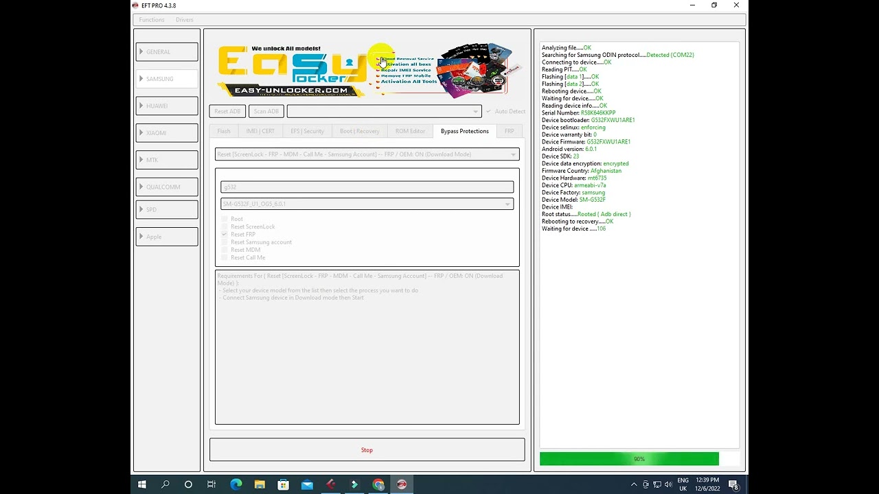 samsung g532f frp reset done by eft pro