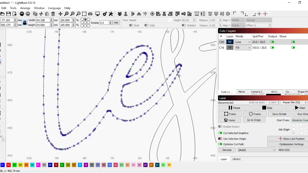Word - Letter - Node Editing in Lightburn
