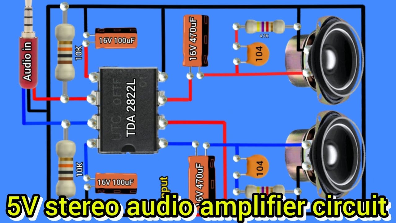 5V stereo audio amplifier circuit diagram #khairunelectronicsbd #circuitdiagram 
