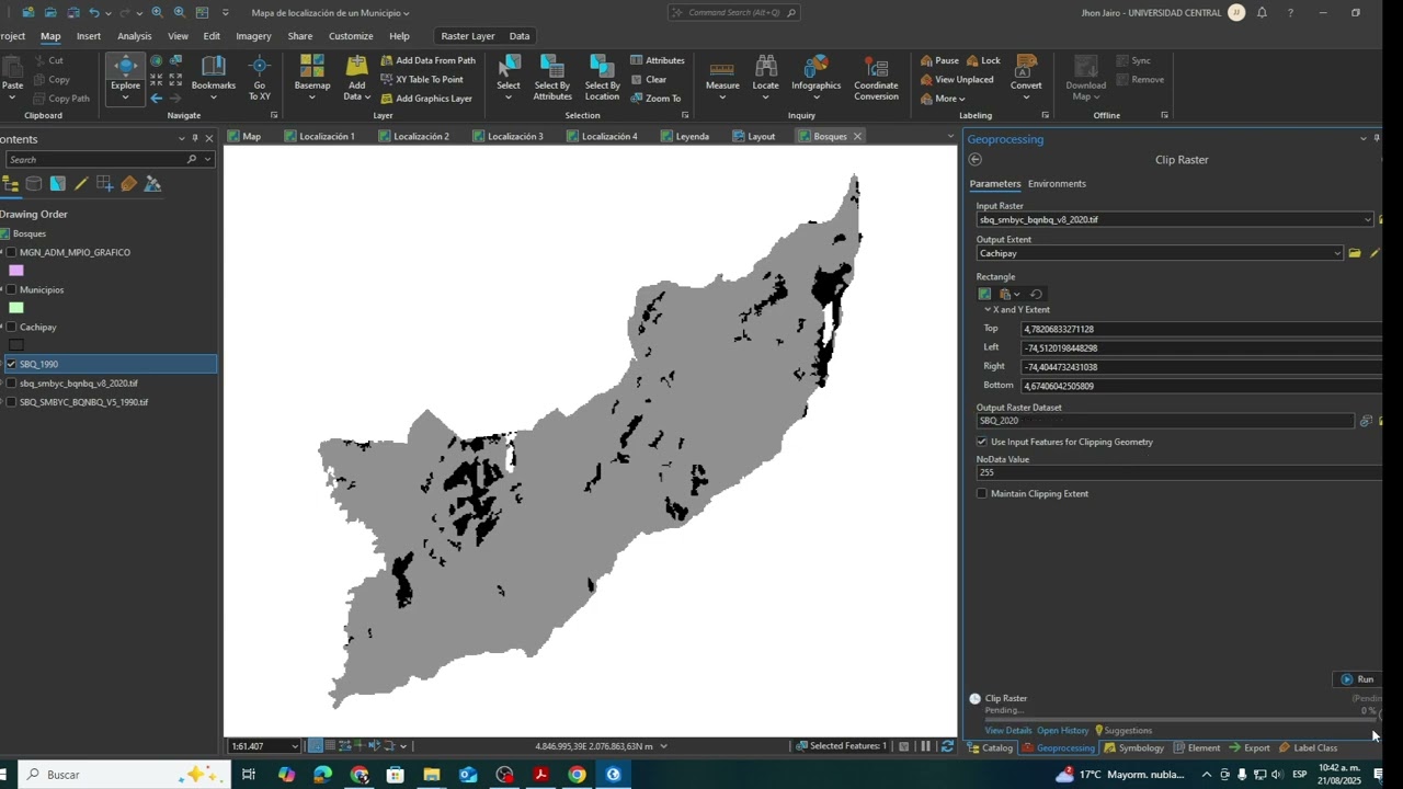 Mapa de Bosques y no Bosques de un Municipio