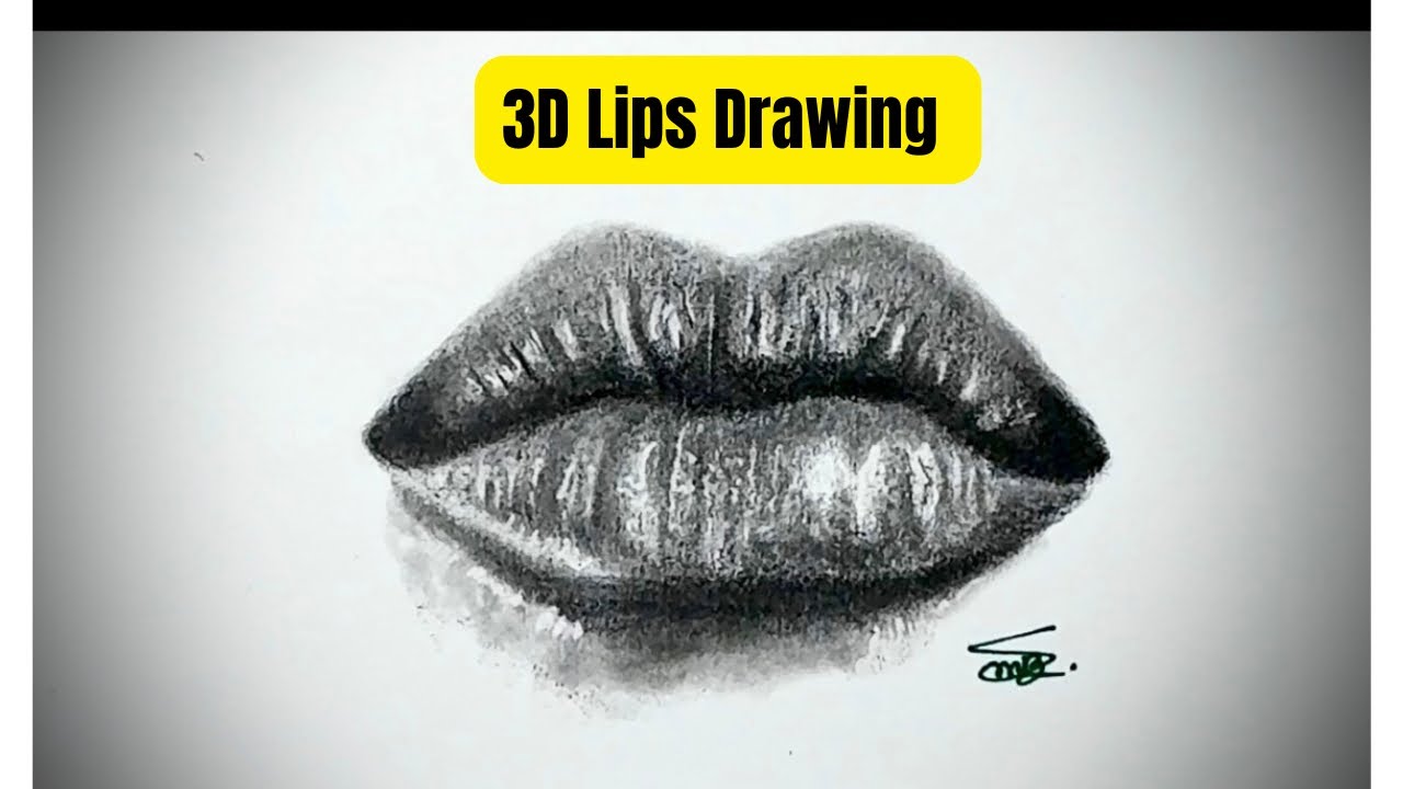 3D Lips Drawing Timelapse - Realistic Pencil Art