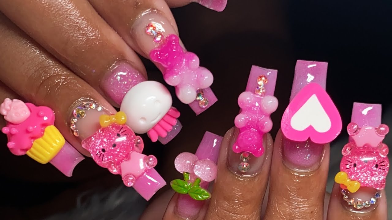 Pink Extra Af Kawaii Set ✨💕 | Kawaii Nails | Pink Ombré Nails
