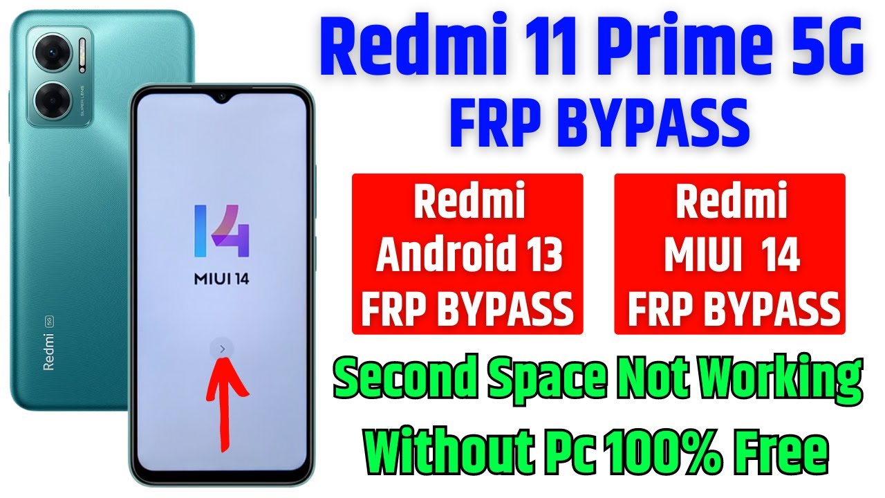 Redmi 11 prime 5g frp bypass | miui 14 update | second space not working | app not open