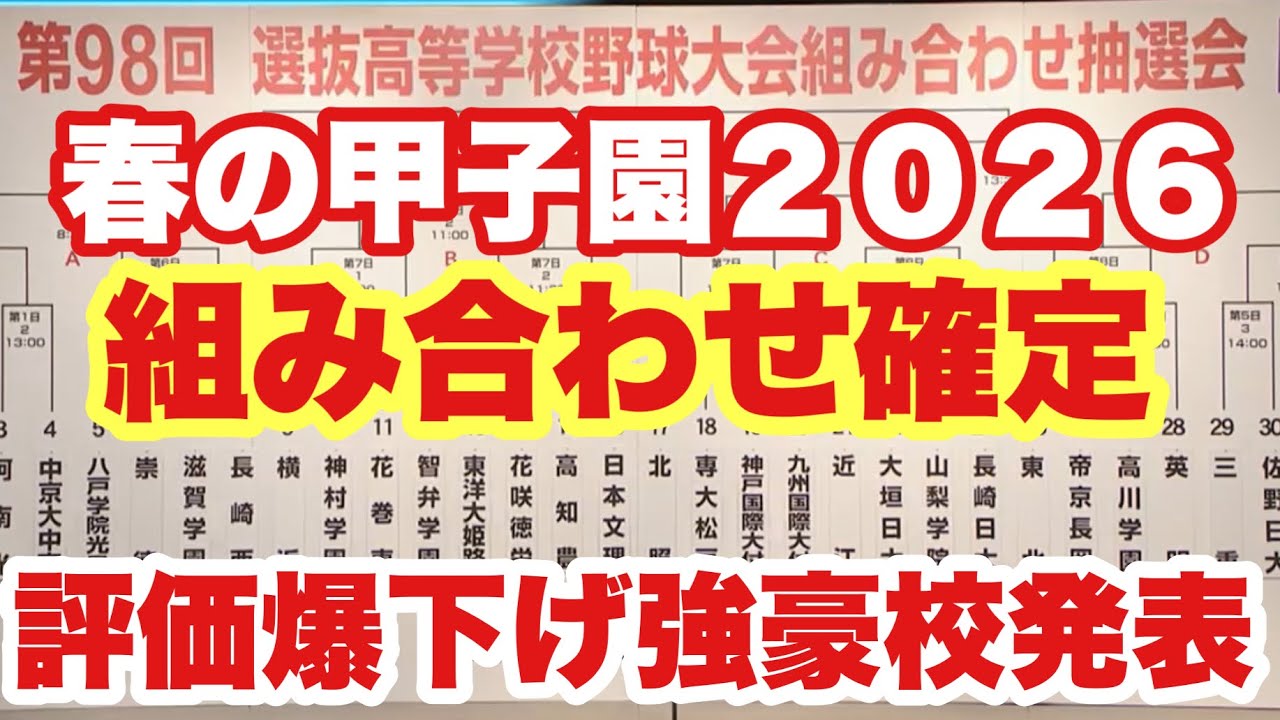 【高校野球】強豪校の評価を爆下げ❗️センバツ甲子園組み合わせ確定❗️打撃的観点