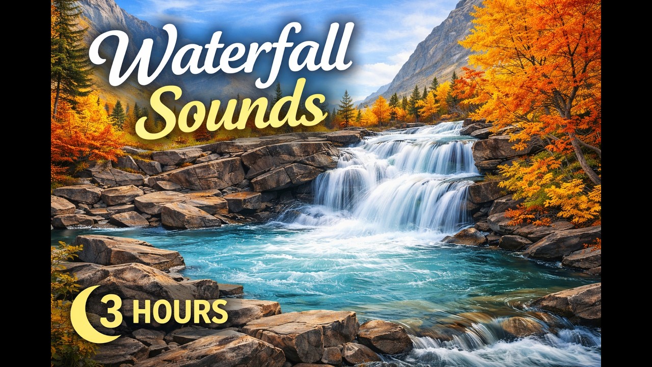 3 Hours Relaxing Waterfall Sounds 💧 Beautiful Mountain River & Nature Ambience for Sleep & Study