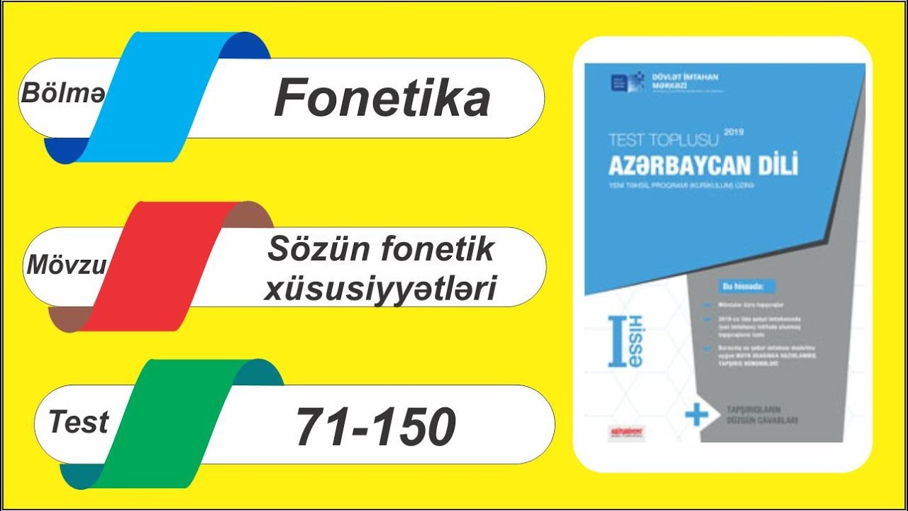 DİM-in  Test toplusu  Fonetika /  Sözün fonetik xüsusiyyətləri / Fonetik təhlil /  71-150