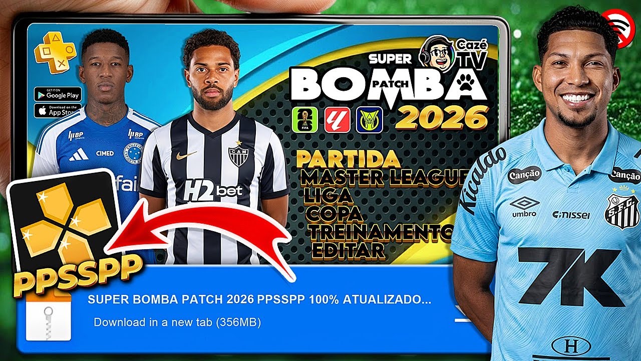 🚨 BOMBA PATCH 2026 (PPSSPP) MEDIAFIRE DIRETO! NOVA ATUALIZA&Ccedil;&Atilde;O & GAMEPLAY ✅ MOD PES EFOOTBALL
