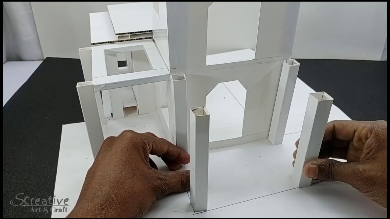 DIY House Model | House Model Craft, House Design | Making With White Craft Sheet.