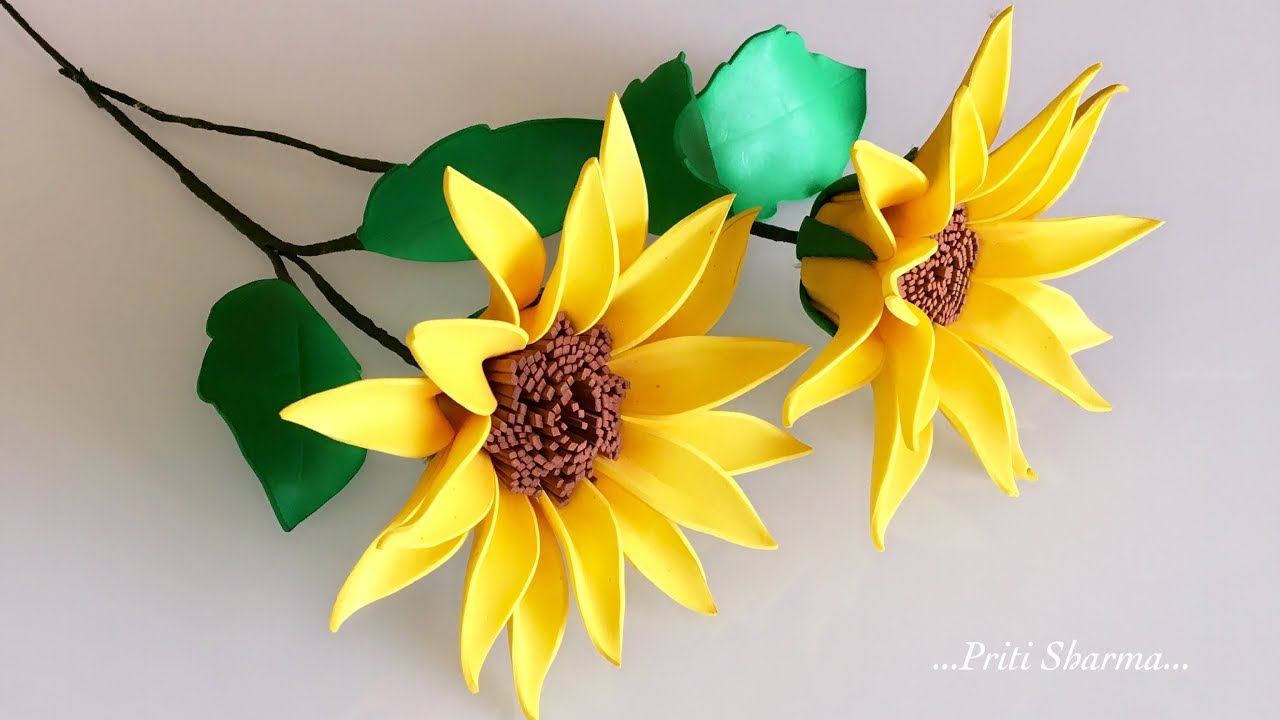 DIY : Foam Sheet Sunflowers / Easy Flower Art | Priti Sharma