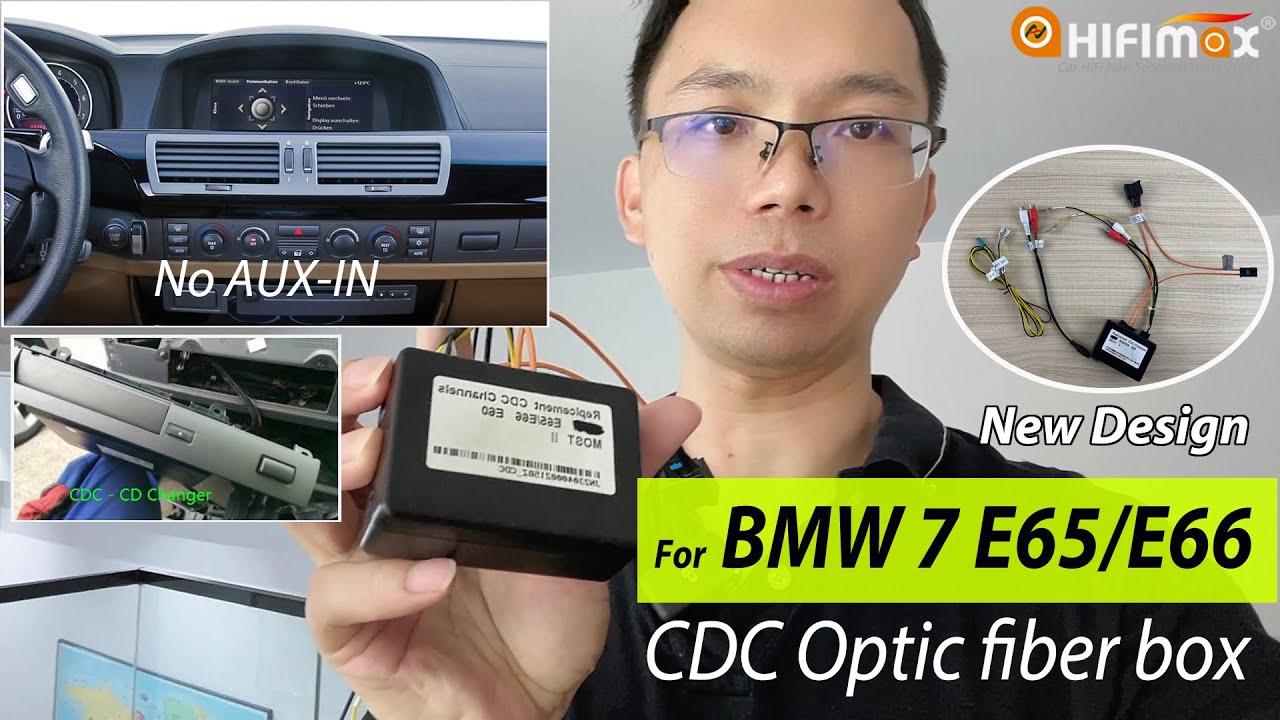 New CDC Simulate Optical Fiber Box for BMW E65 E66 CCC no AUX IN fixed no sound for Android GPS!