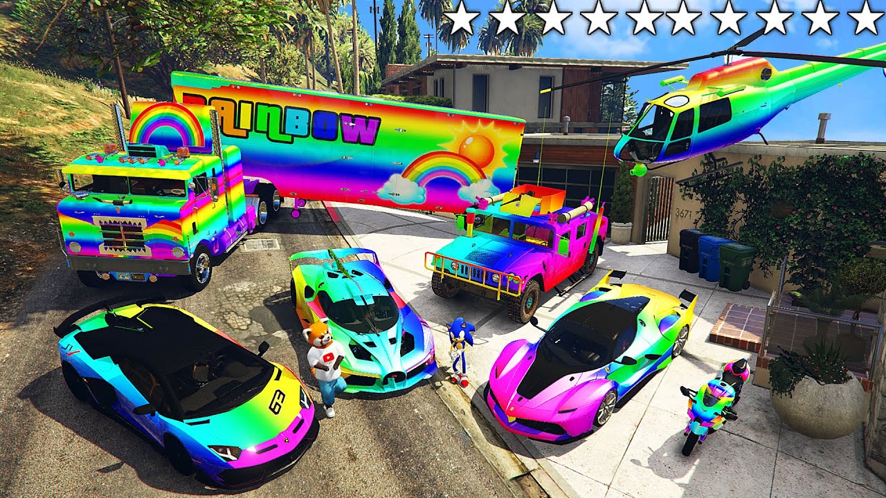 I STOLE RARE RAINBOW CARS WITH SONIC FROM REAL LIFE IN GTA 5