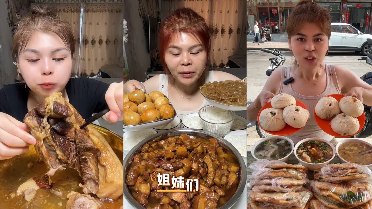Mukbang #: Eat pig brain belly pork, Fried skewers 