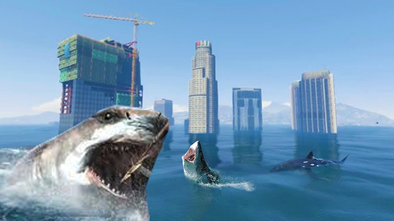 GTA 5 TSUNAMI MOD vs. 100 SHARKS (GTA 5 Mods)