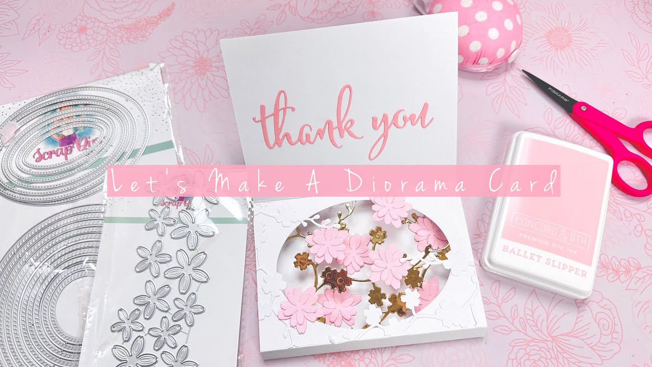 Craft With Me | Thank You Sakura Floral Diorama Card Tutorial! | Feat. Scrap Diva Sakura Flower Die