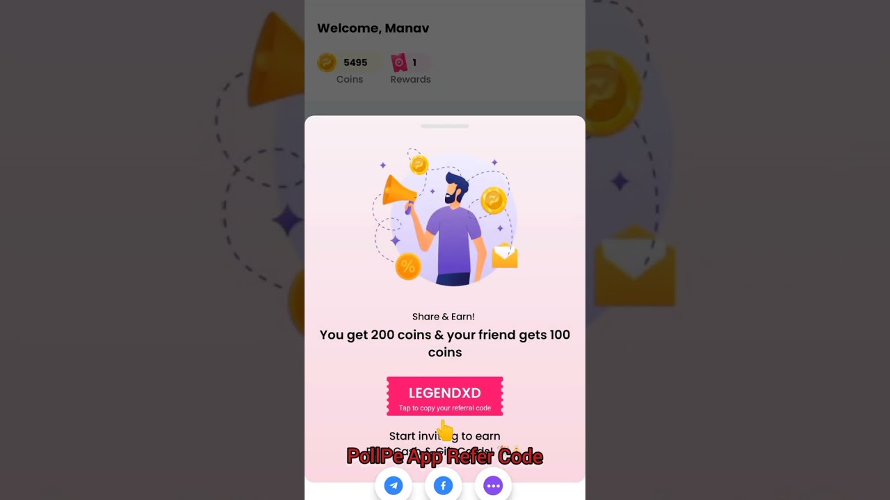 PollPe app refer code for free coins | #shorts #pollpe #earnmoney #earningapp