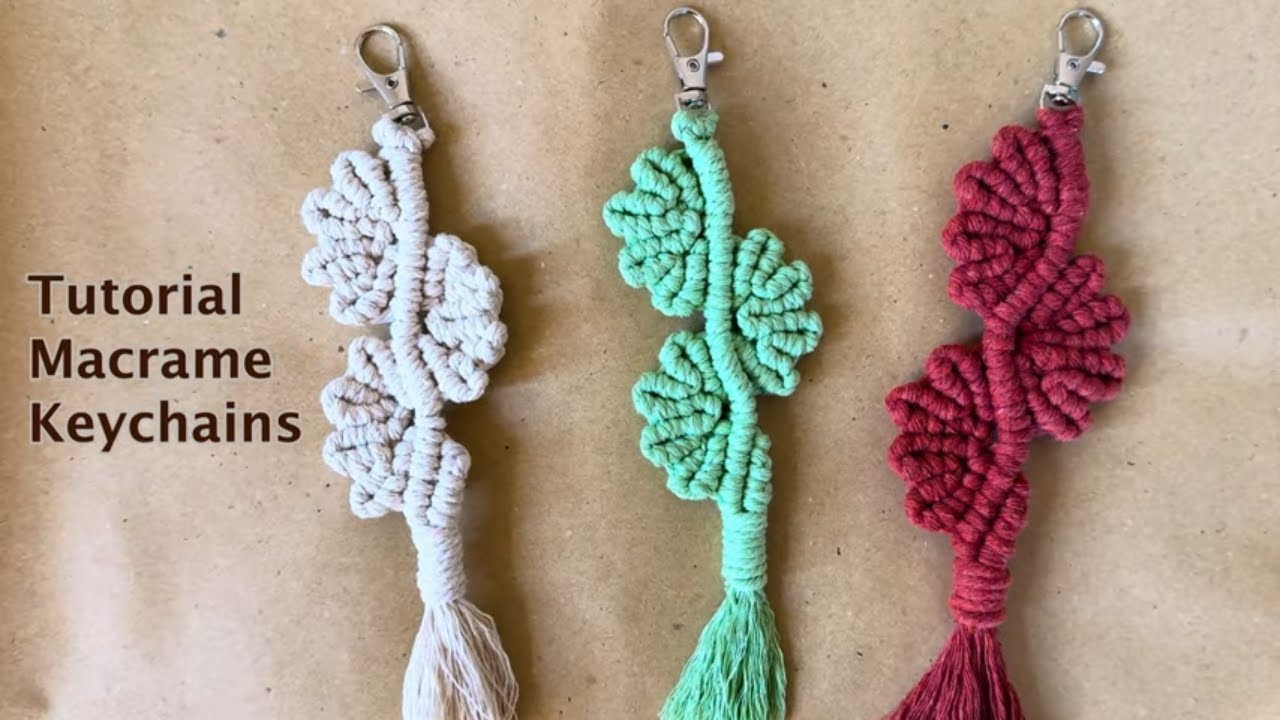 Tutorial Portachiavi in Macrame disegno Foglia