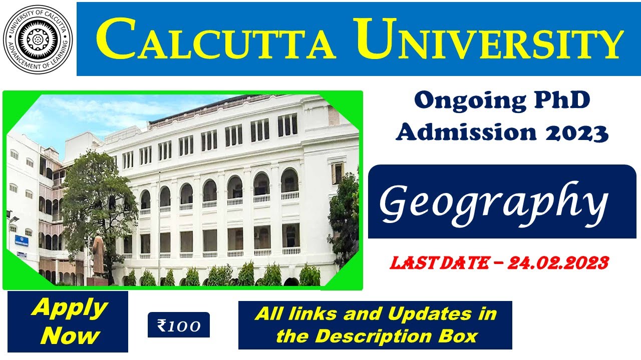 Calcutta University PhD Admission 2023 in Geography ||