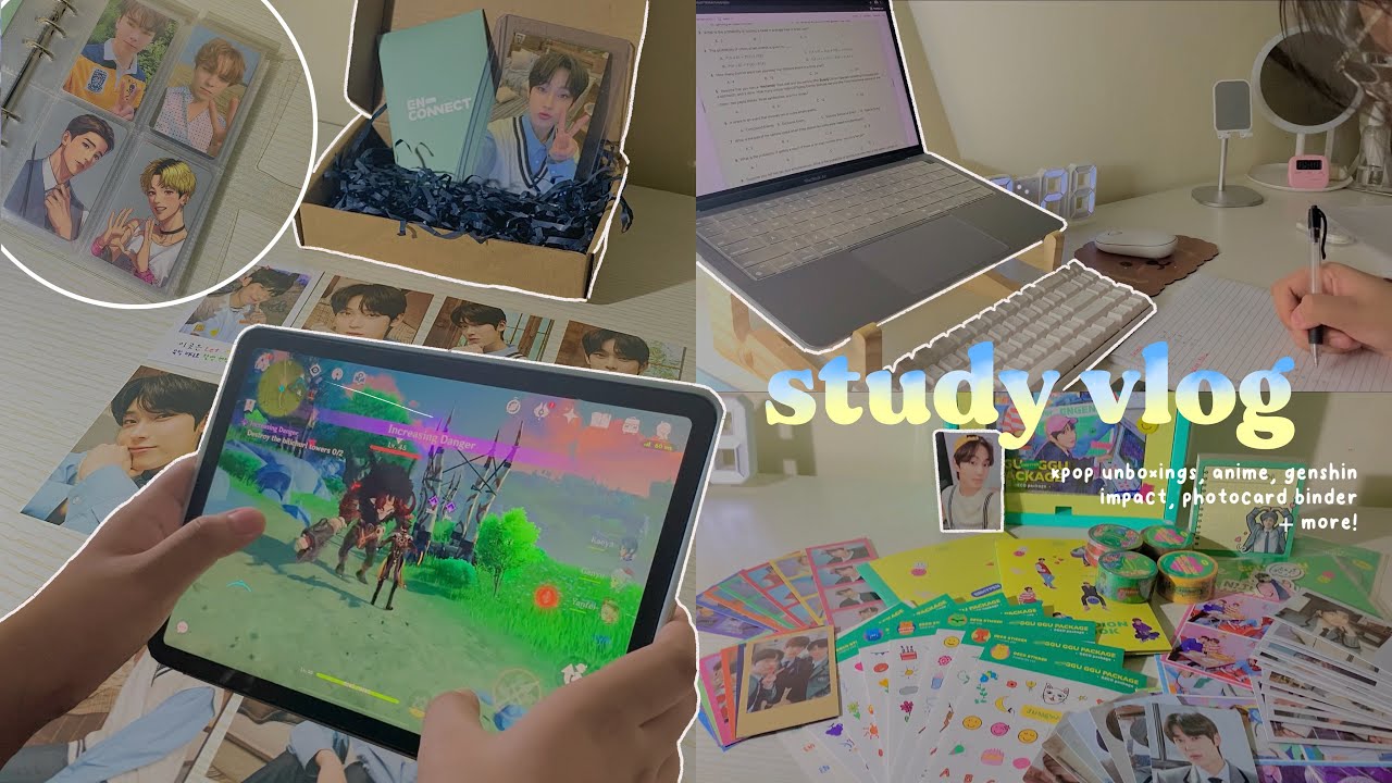 🛒 study vlog: feeding my kpop photocard obsession, anime, genshin impact + more!
