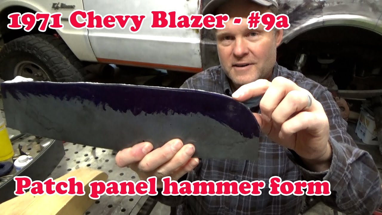Forming steel to create a hammer formed patch panel. 1971 Chevy Blazer: bdp #9a