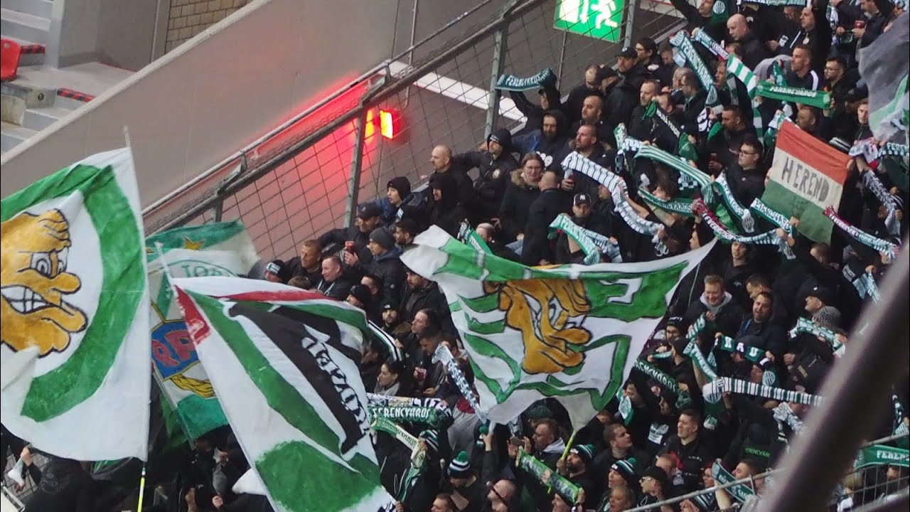 Bayer Leverkusen - Ferencváros 2023-03-09 - Vonulás, szurkolás, Himnusz