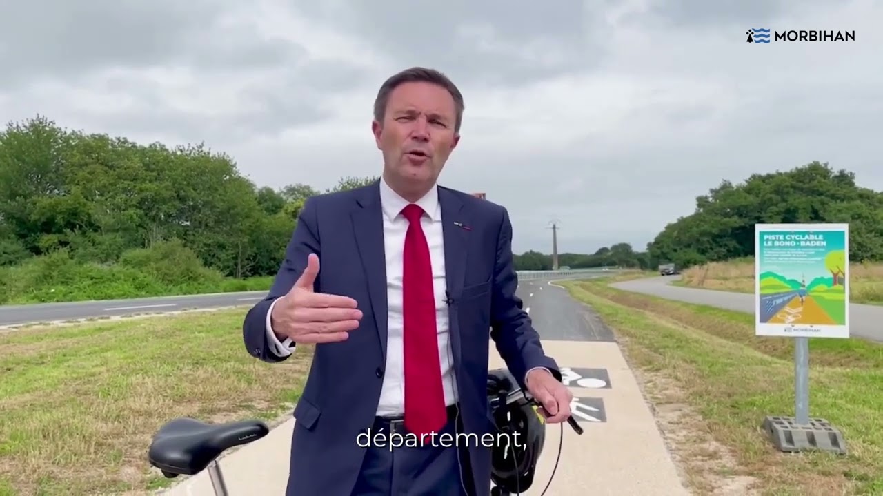 INAUGURATION DE LA VOIE CYCLABLE LE BONO - BADEN - Interview David Lappartient