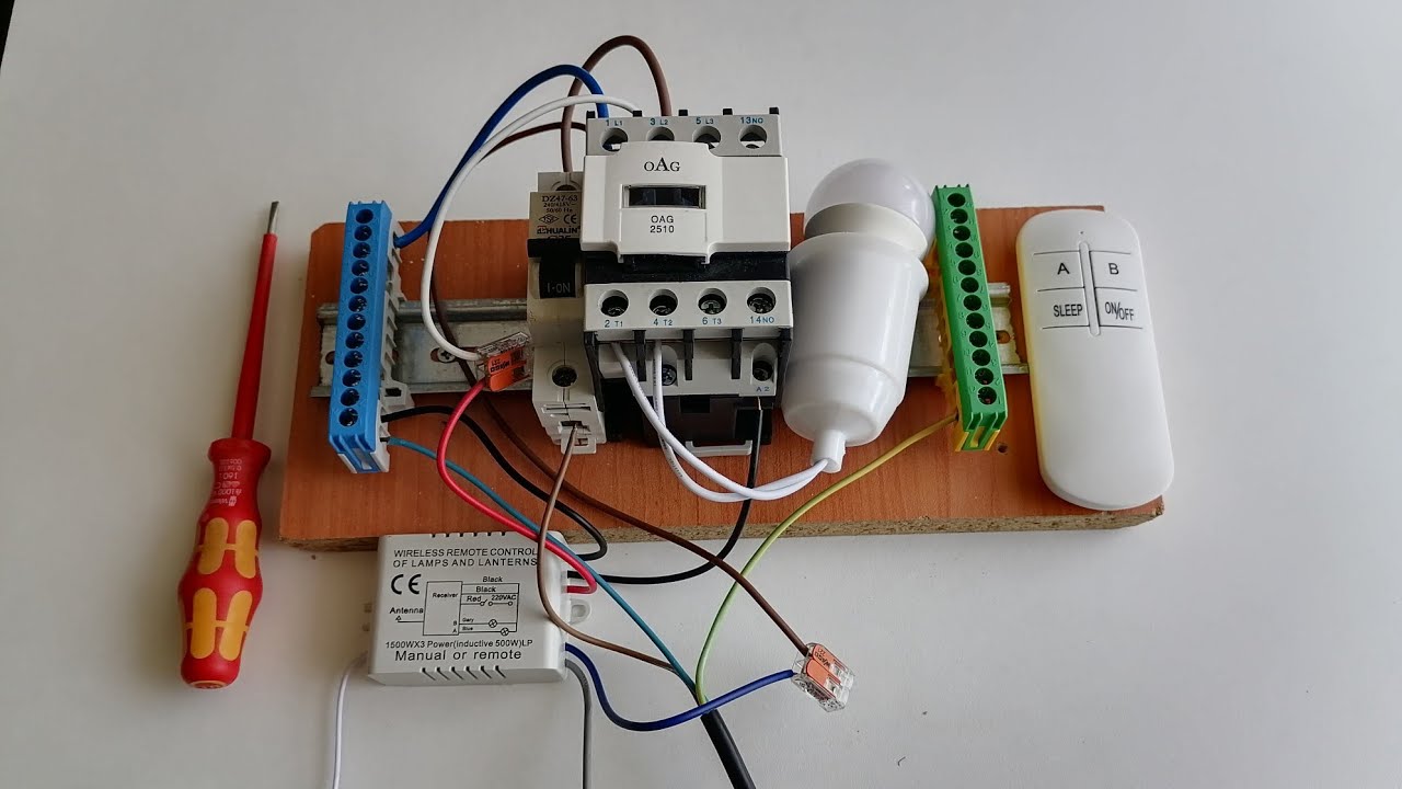 Uzaktan kumanda ile Kontaktör kontrolü nasıl yapılır? elektrik pano montajı. aydınlatma rölesi.