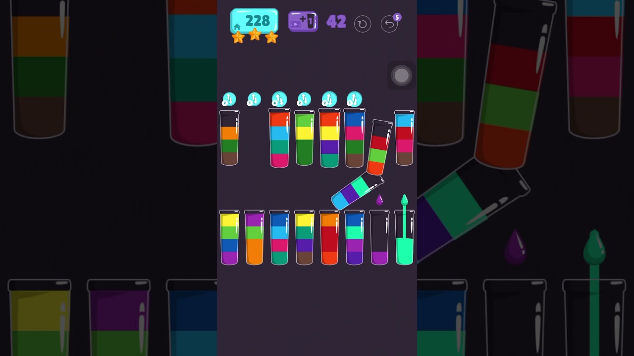 Cups - water sort puzzle | level 228 | ⭐️⭐️⭐️