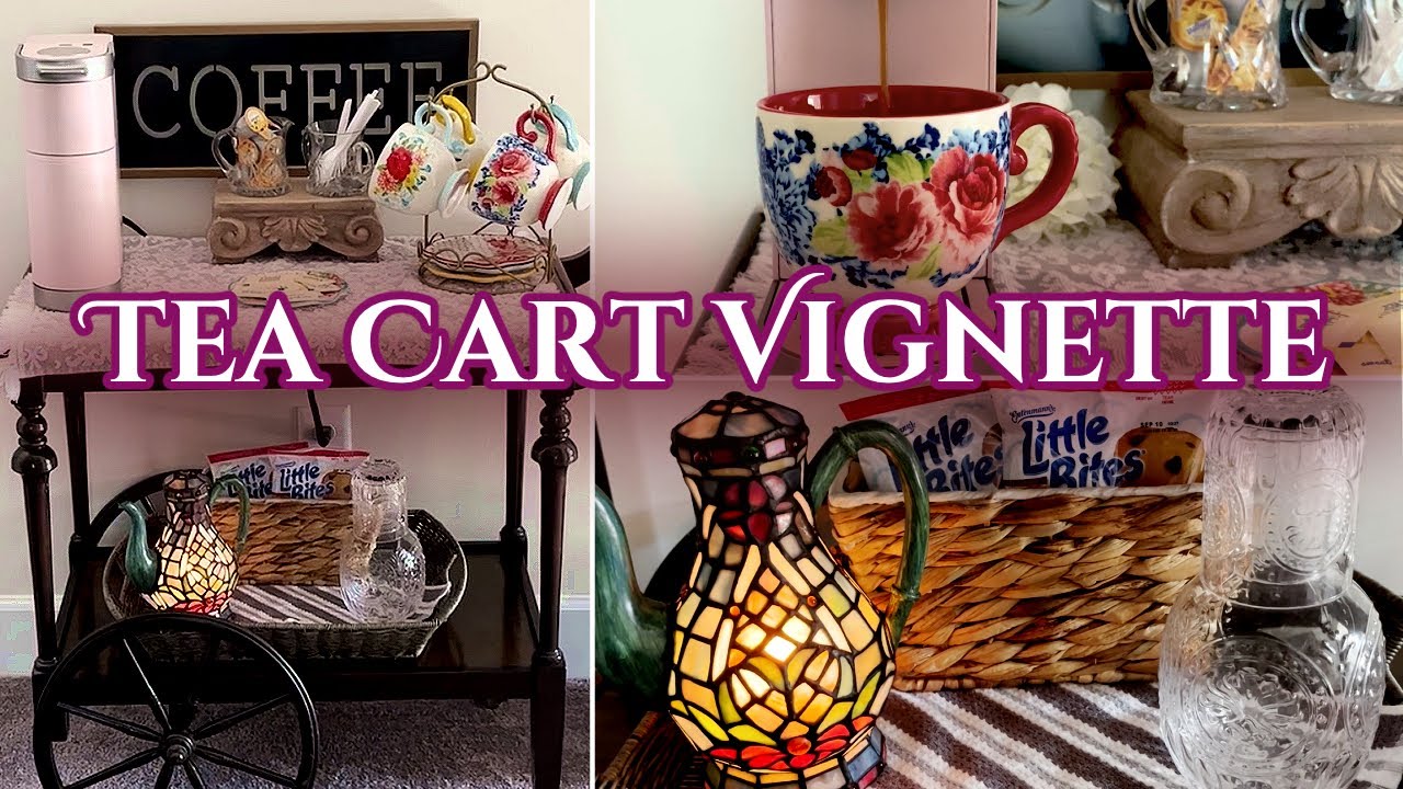 VINTAGE TEA CART VIGNETTE | COFFEE BAR | DOLLAR STORE FINDS | DECORATE WITH ME