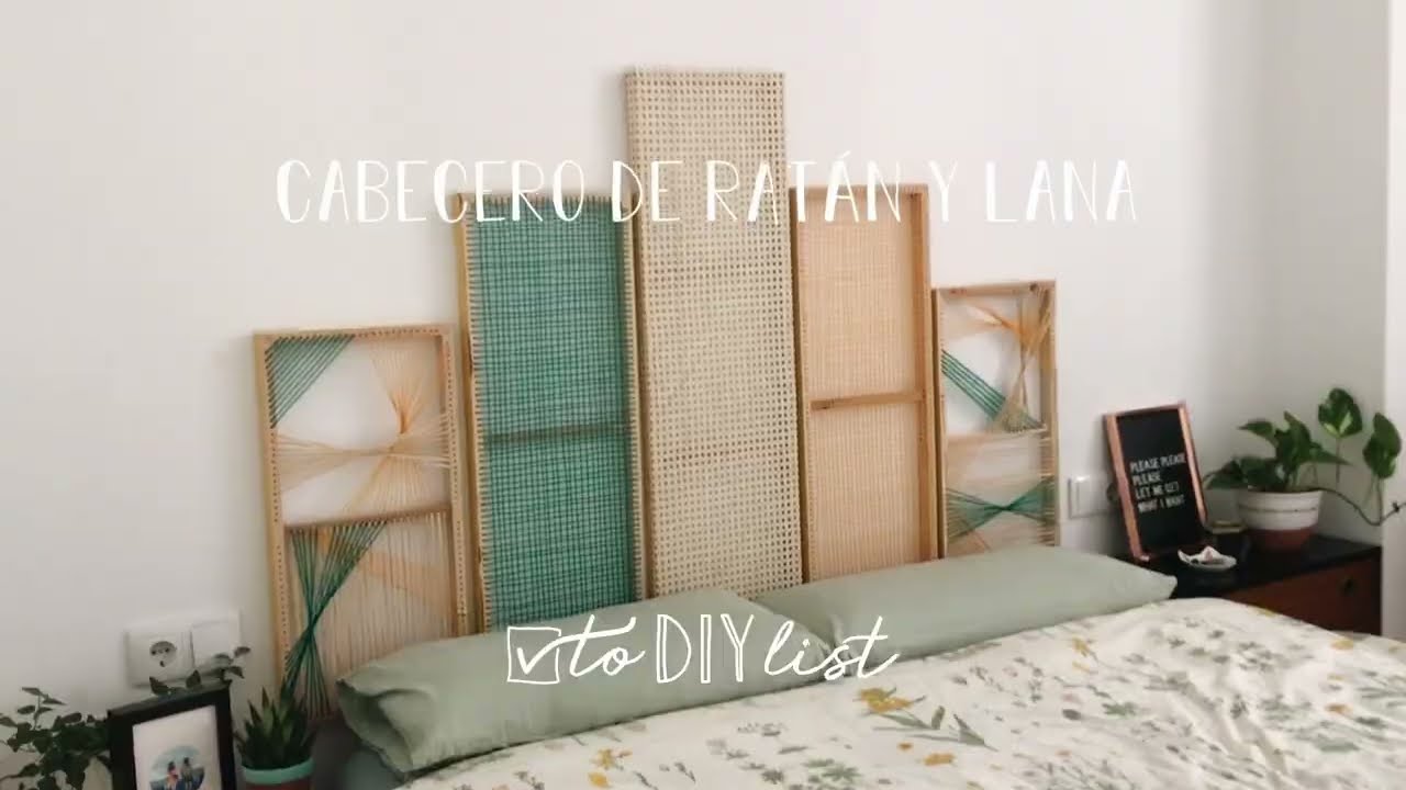 Cabecero de ratán y lana DIY