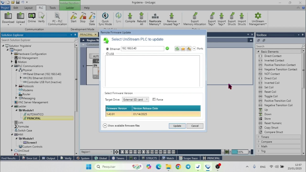 ATUALIZAÇÃO DE FIRMWARE PLC UNITRONICS USC B5, VIA UNILOGIC UTILIZANDO PENDRIVE