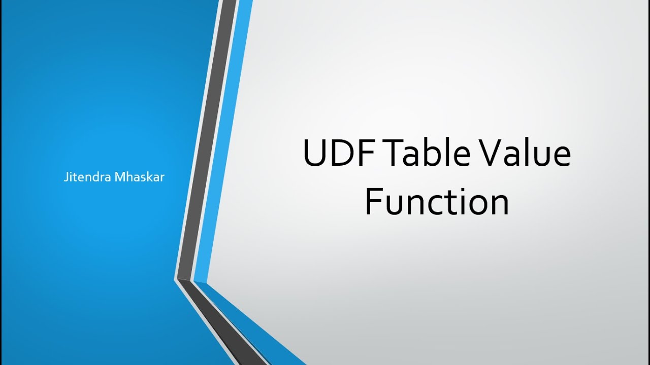 17. Table Value Function in SQL SERVER