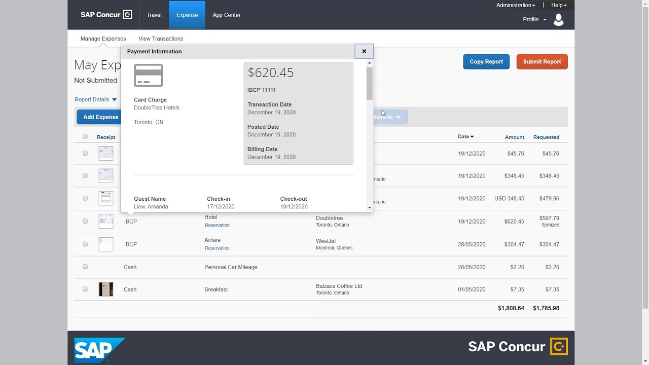Concur Expense Express Activation Demo Bite
