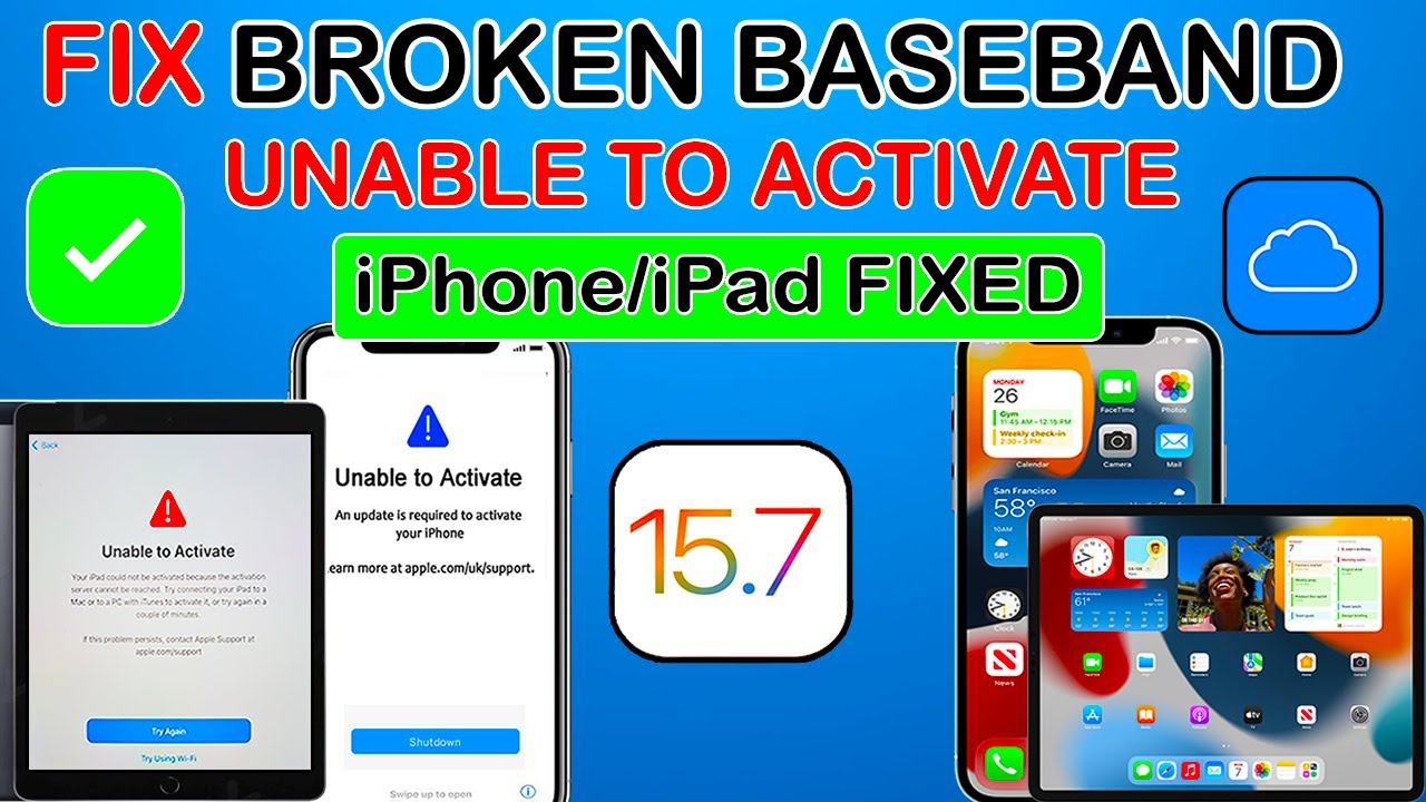 🔥Broken Baseband Untethered Bypass 15.7.1 Fix Unable to Activate iPhone/iPad iOS15 Without Checkra1n