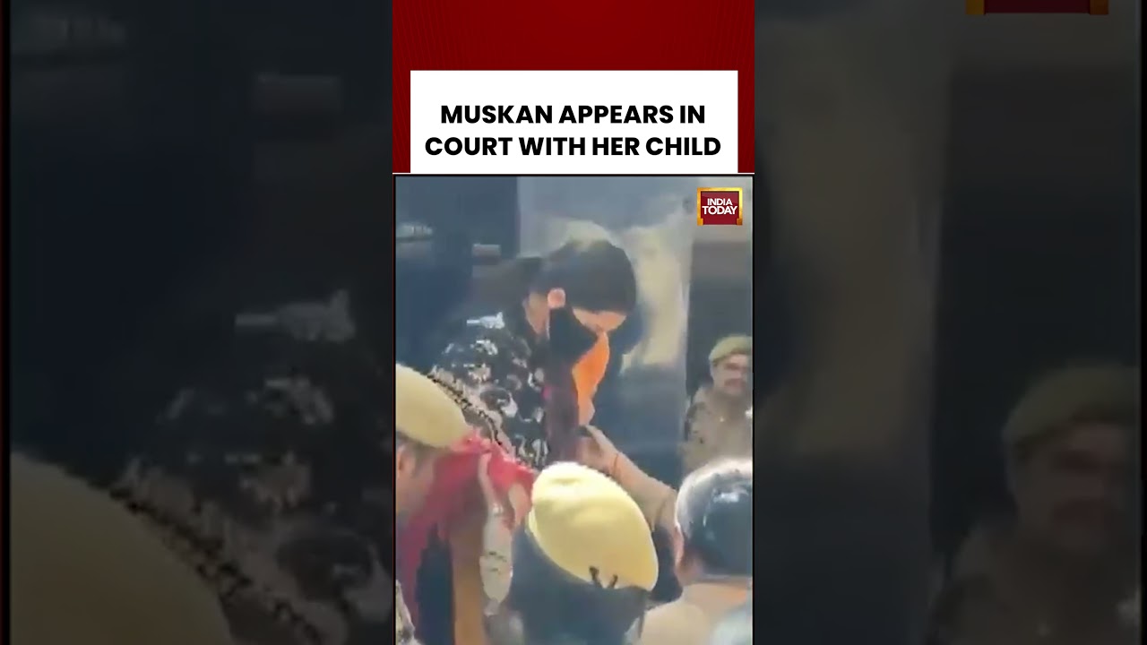 Blue Drum Murder Case | Muskan appears in court with her child #muskan #bluedrumcase #shortsvideo