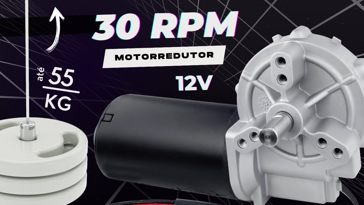 Motorredutor 30 RPM 12V Alto Torque Motor Motoredutor mais forte 50Nm Torque Maximo