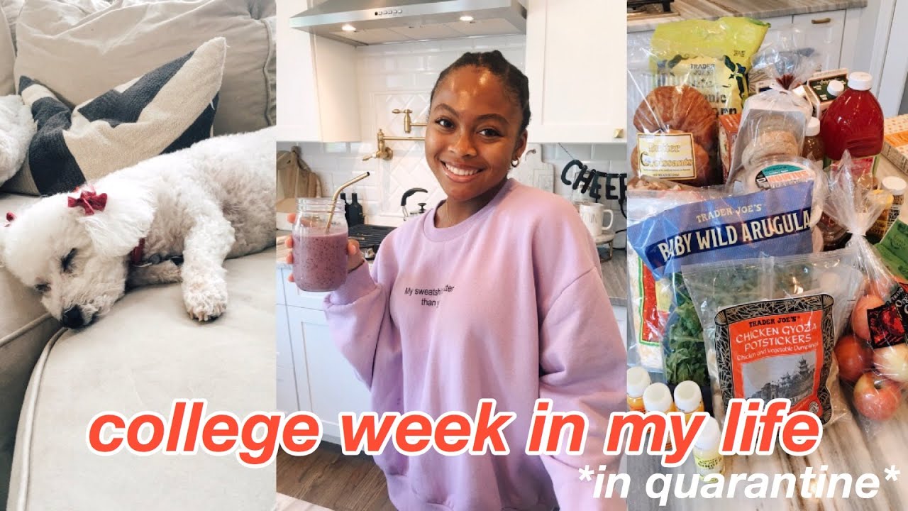 week in my life: prepping for finals, skin care, quarantine outfits, trader joe's haul, etc.