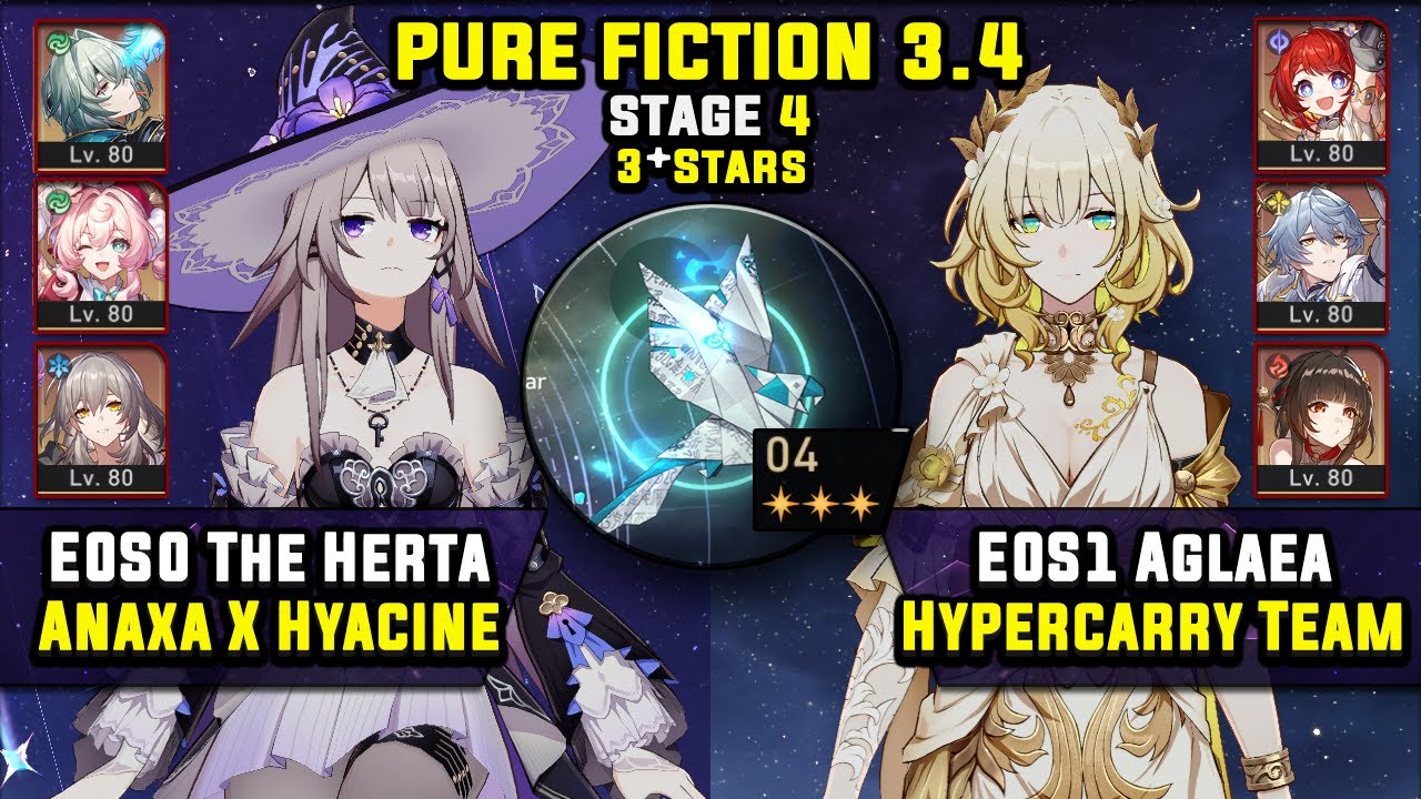 E0 The Herta Carry W/ Anaxa & E0 Aglaea Carry (3 Stars) Pure Fiction 4 Honkai Star Rail 3.4