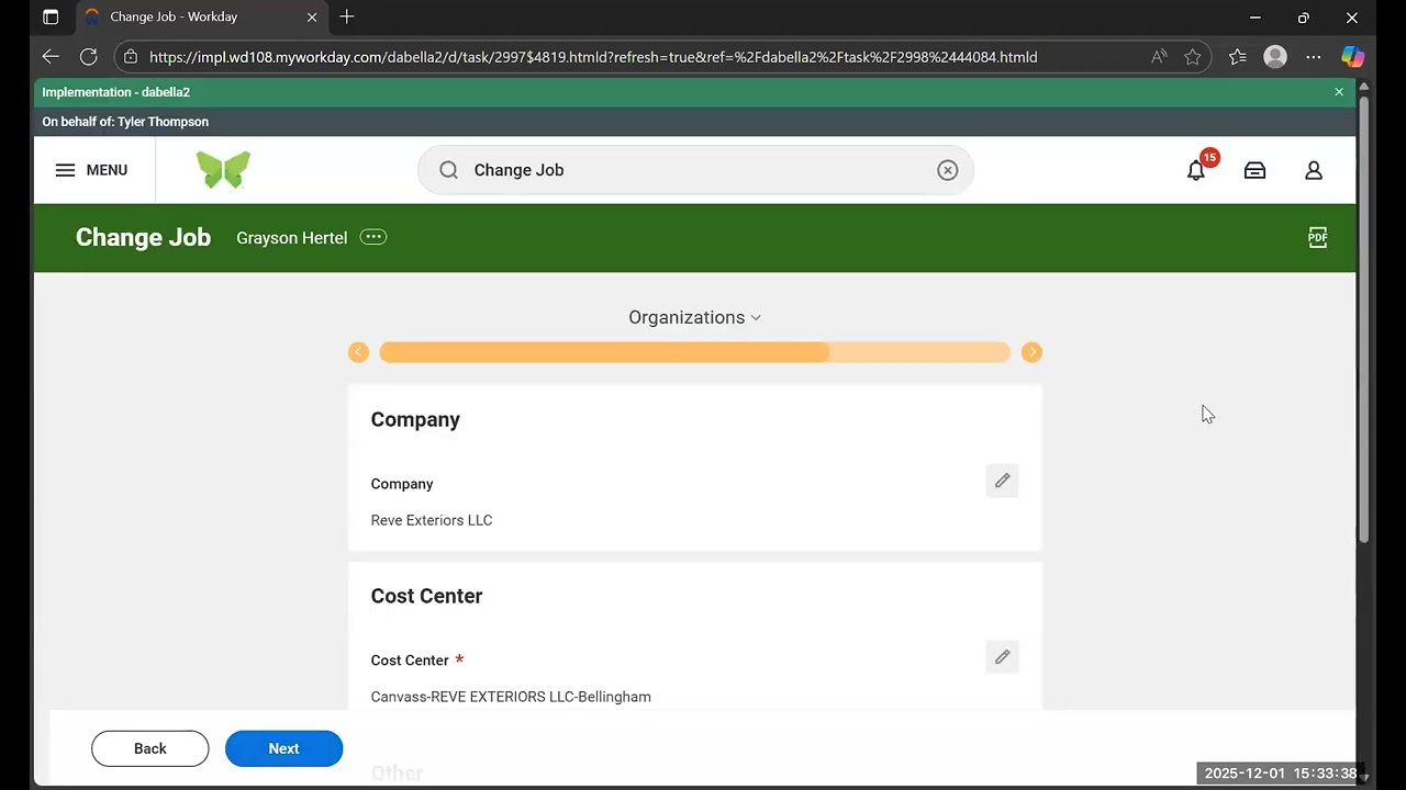 Workday Training - Initiate Job Change