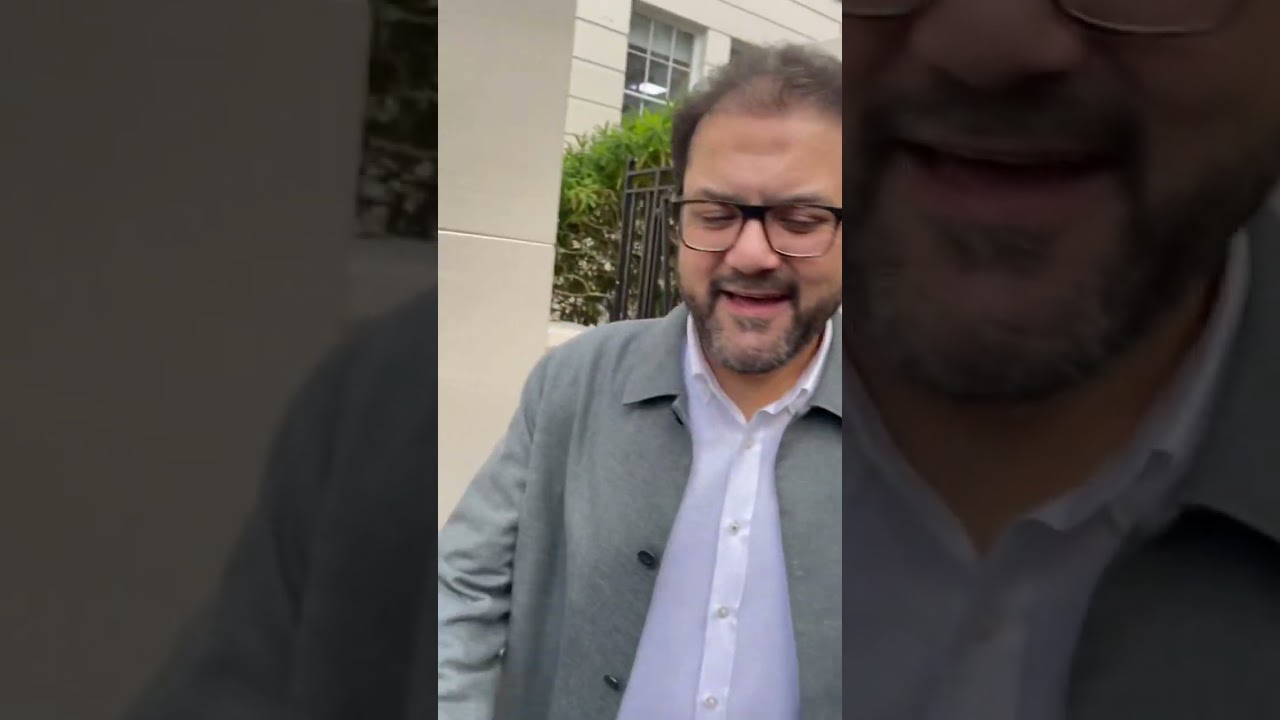 Hussain Nawaz Sharif outside his office