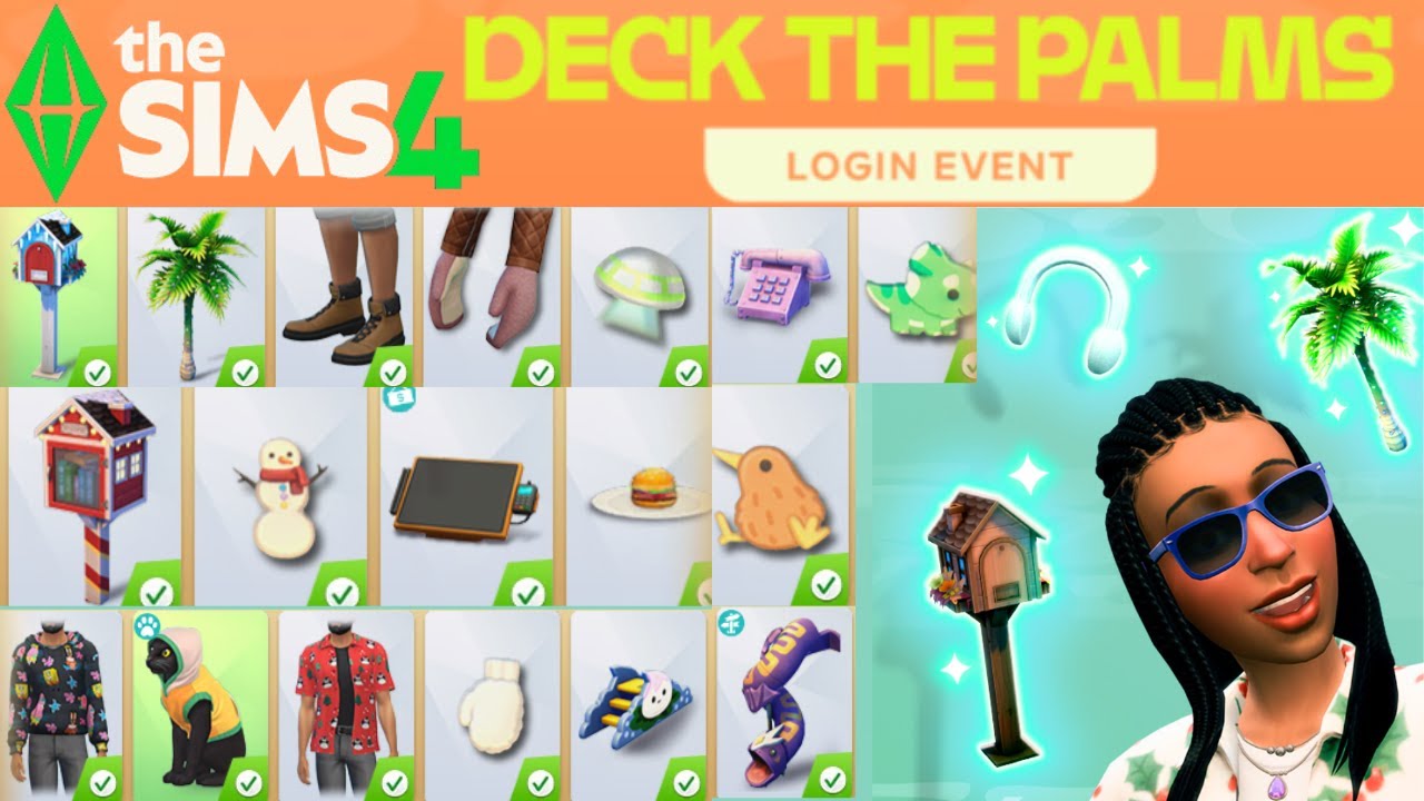 Going Over All The Free Stuff from The Sims 4 Deck The Palms Event
